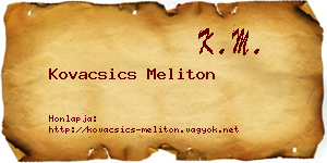 Kovacsics Meliton névjegykártya